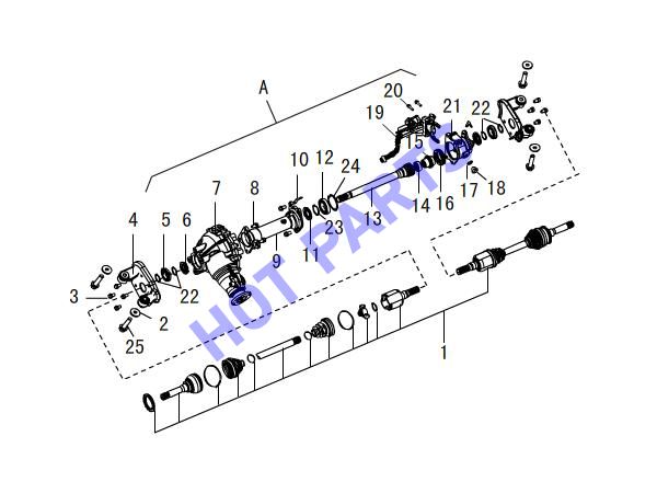 FRONT AXLE HOUSING & AXLE SHAFT